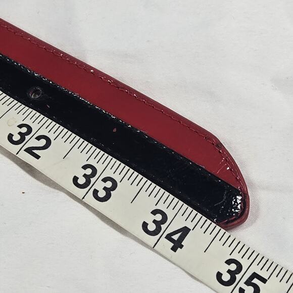 Paris Blues Belt VTG Y2K Red Black H Fashion Shiny Faux Leather Medium 28-31" - Picture 9 of 11
